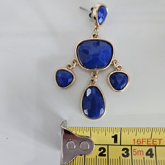 Cobalt Blue Dangly Earrings - Picture 4 of 5